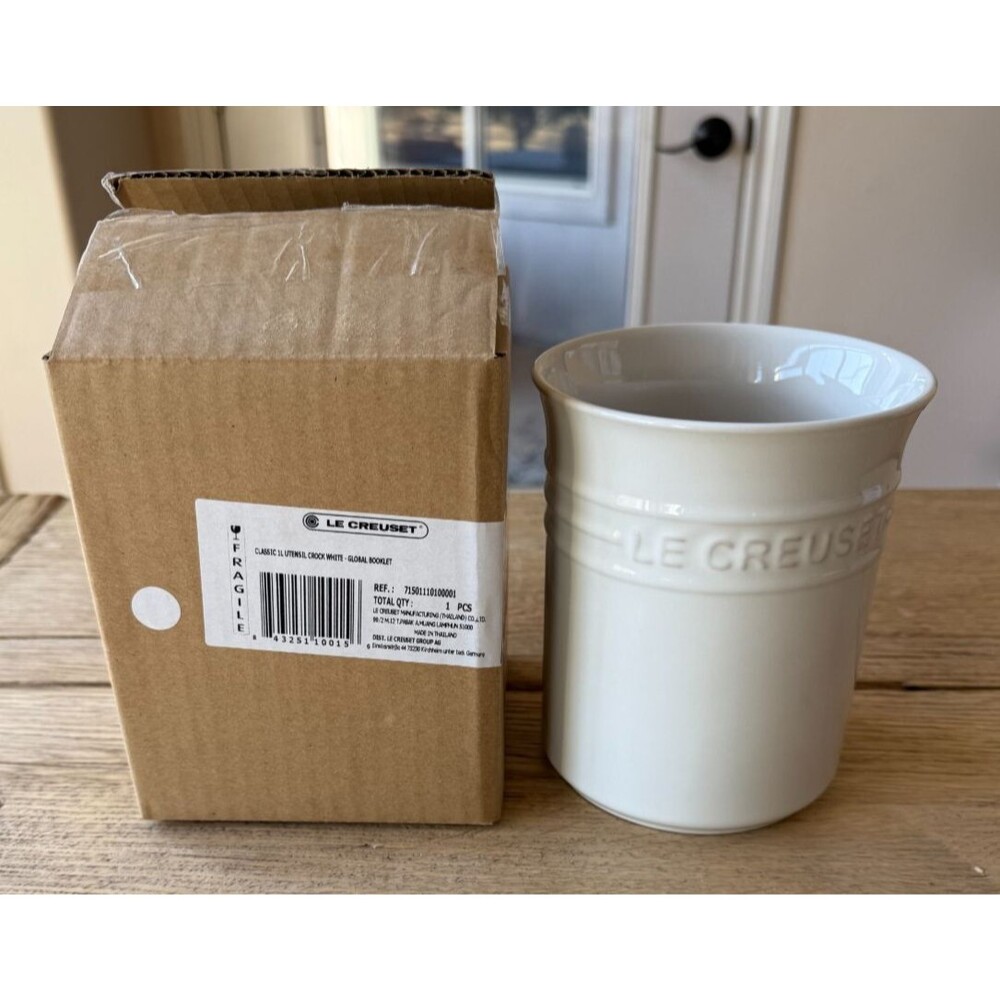 Le Creuset Stoneware 1 Liter Utensil Crock Holder White NEW
